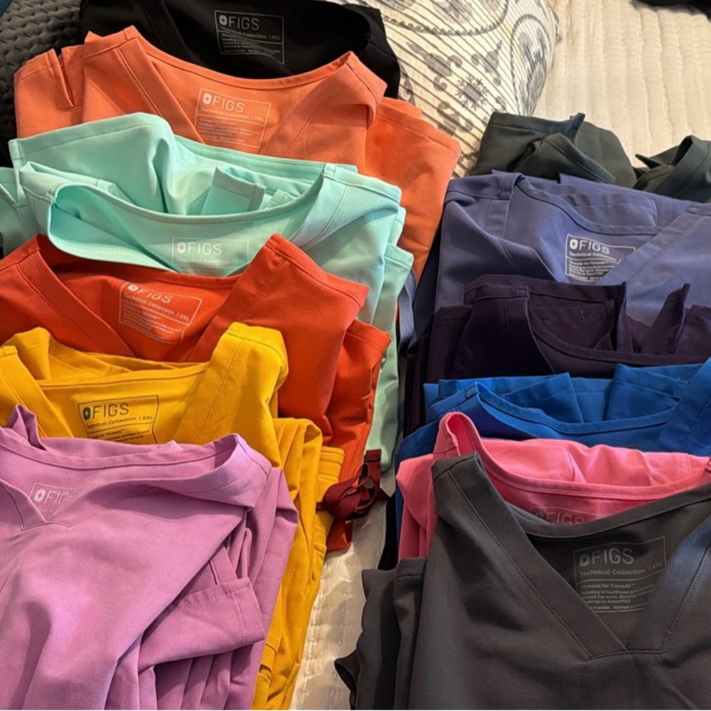 FIGS Kids Short-Sleeve V-Necks in Mint, Coral, Yellow & Assorted Colors
